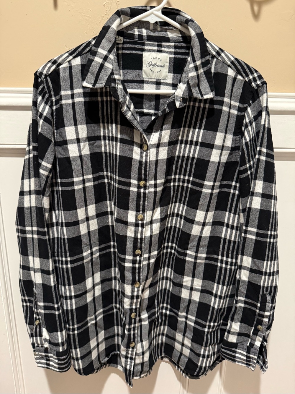 Jachs Black and White Plaid Button-Down Shirt